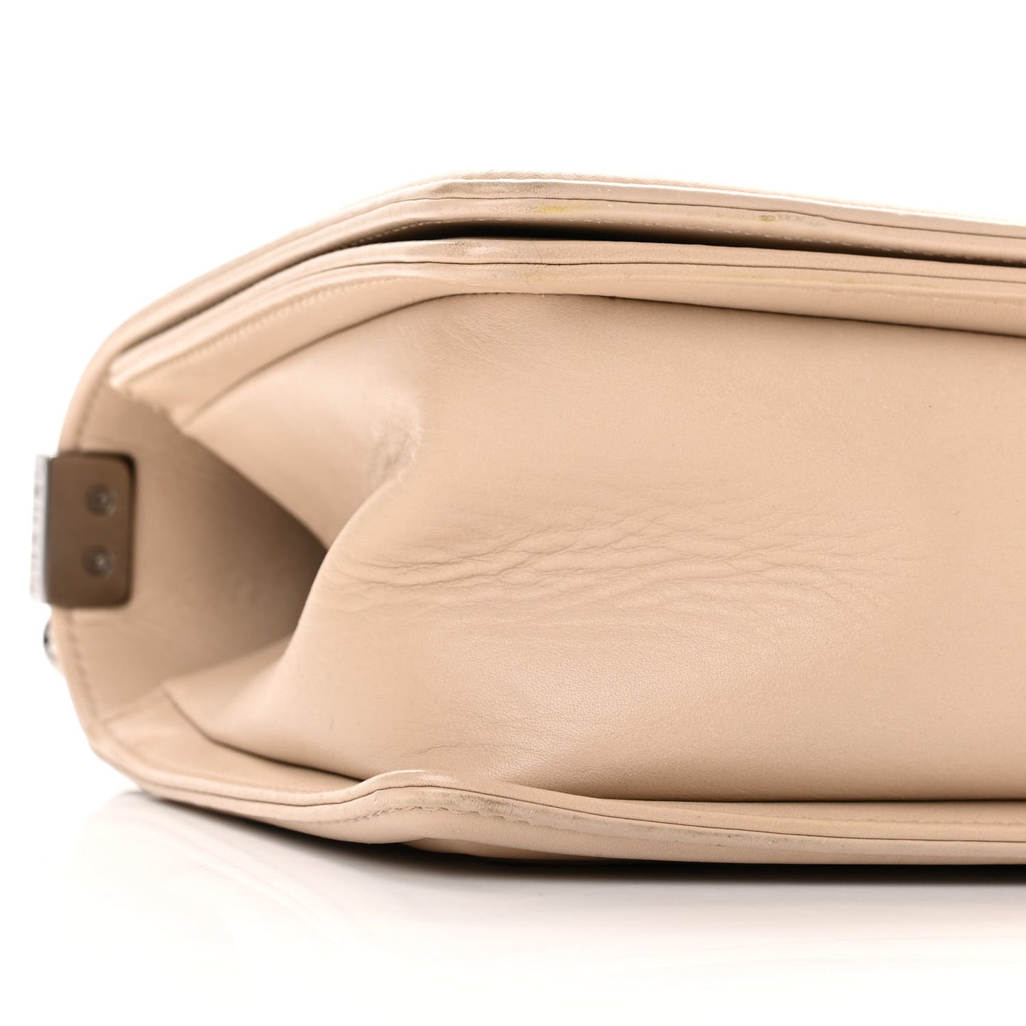 Calfskin Chevron Chain Medium Boy Flap Beige
