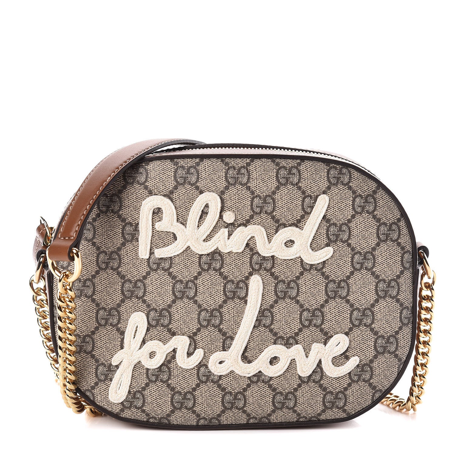 Gucci GG Supreme Monogram Blind For Love Embroidered Mini Chain Shoulder Bag Beige Tuscany 1 of 11