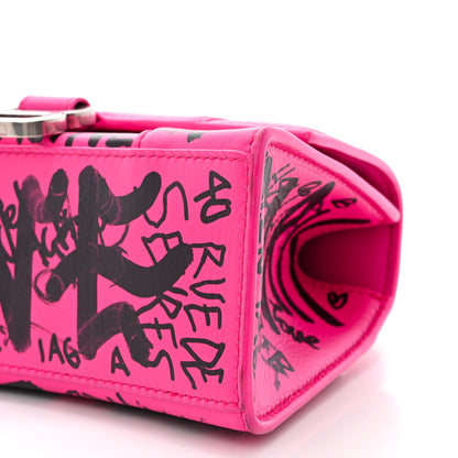 Balenciaga Smooth Calfskin Graffiti Hourglass Top Handle Bag XS Acid Fuchsia Black 10 of 12