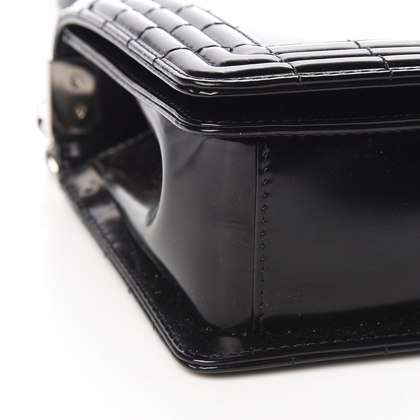Glazed Calfskin Medium Boy Flap Black