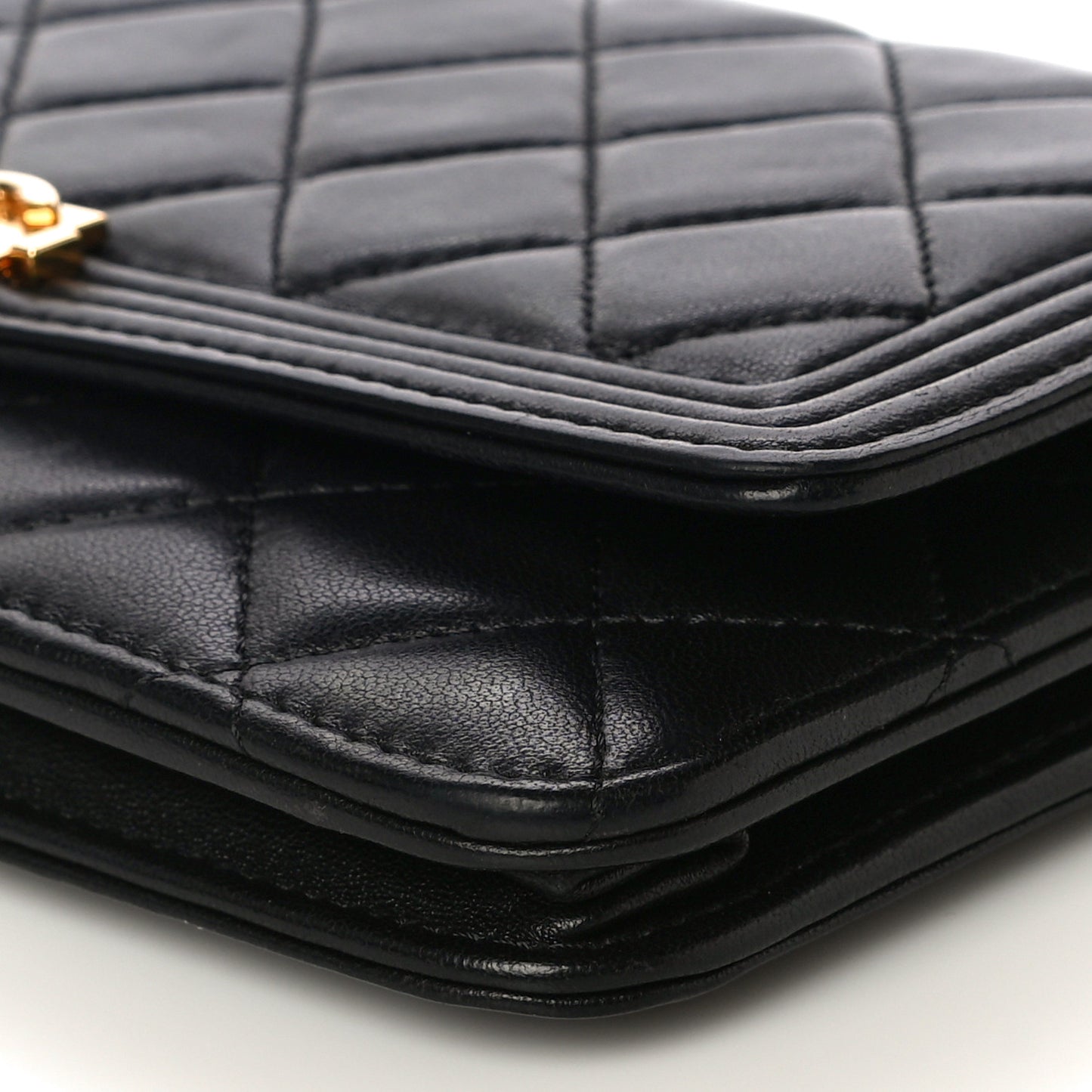 Lambskin Quilted Boy Wallet On Chain WOC Black