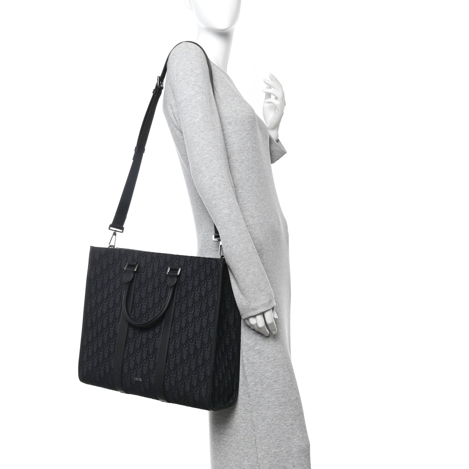 Christian Dior Oblique Grained Calfskin East West Tote Black 2 of 11