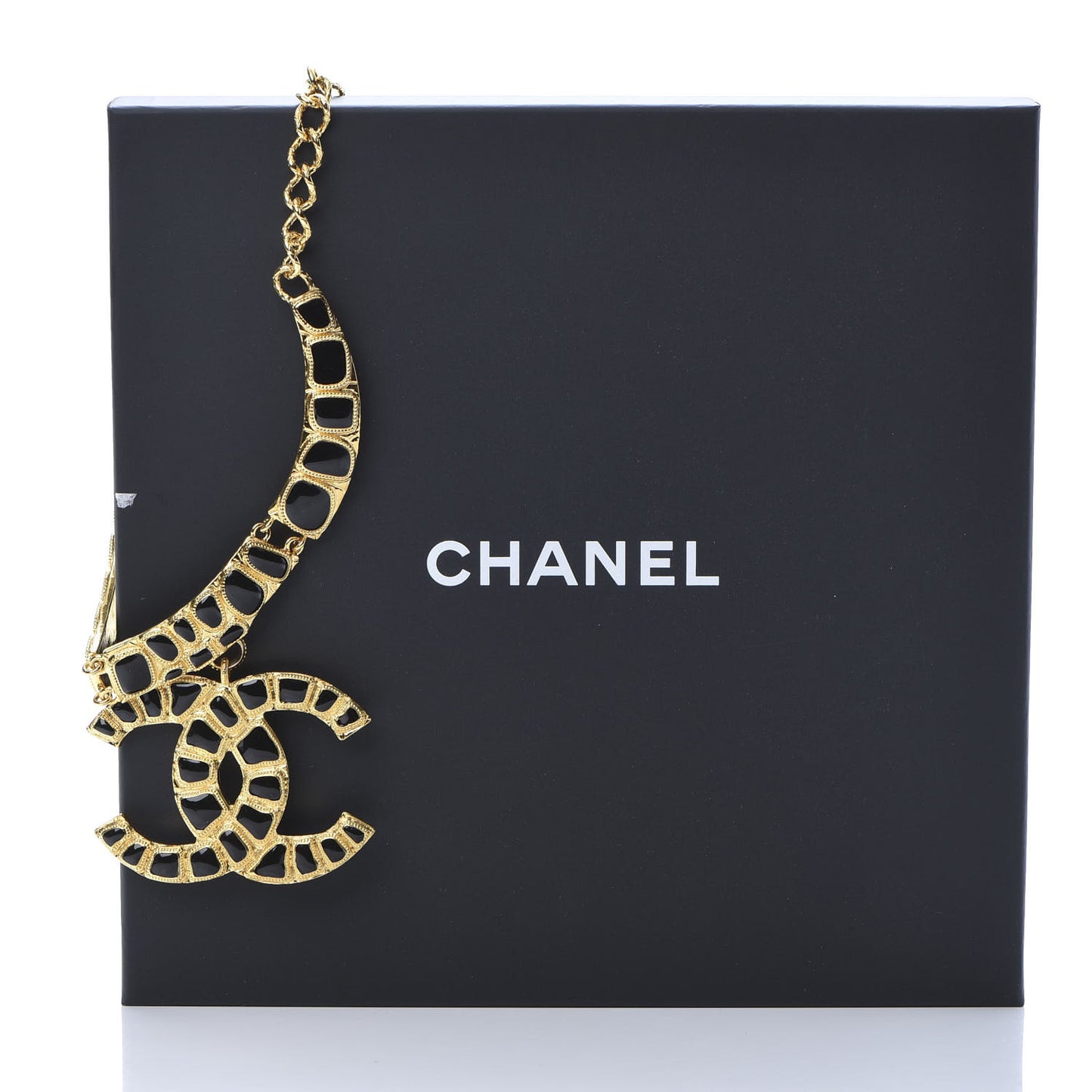 Resin Along The Nile Large CC Pendant Necklace Gold Black