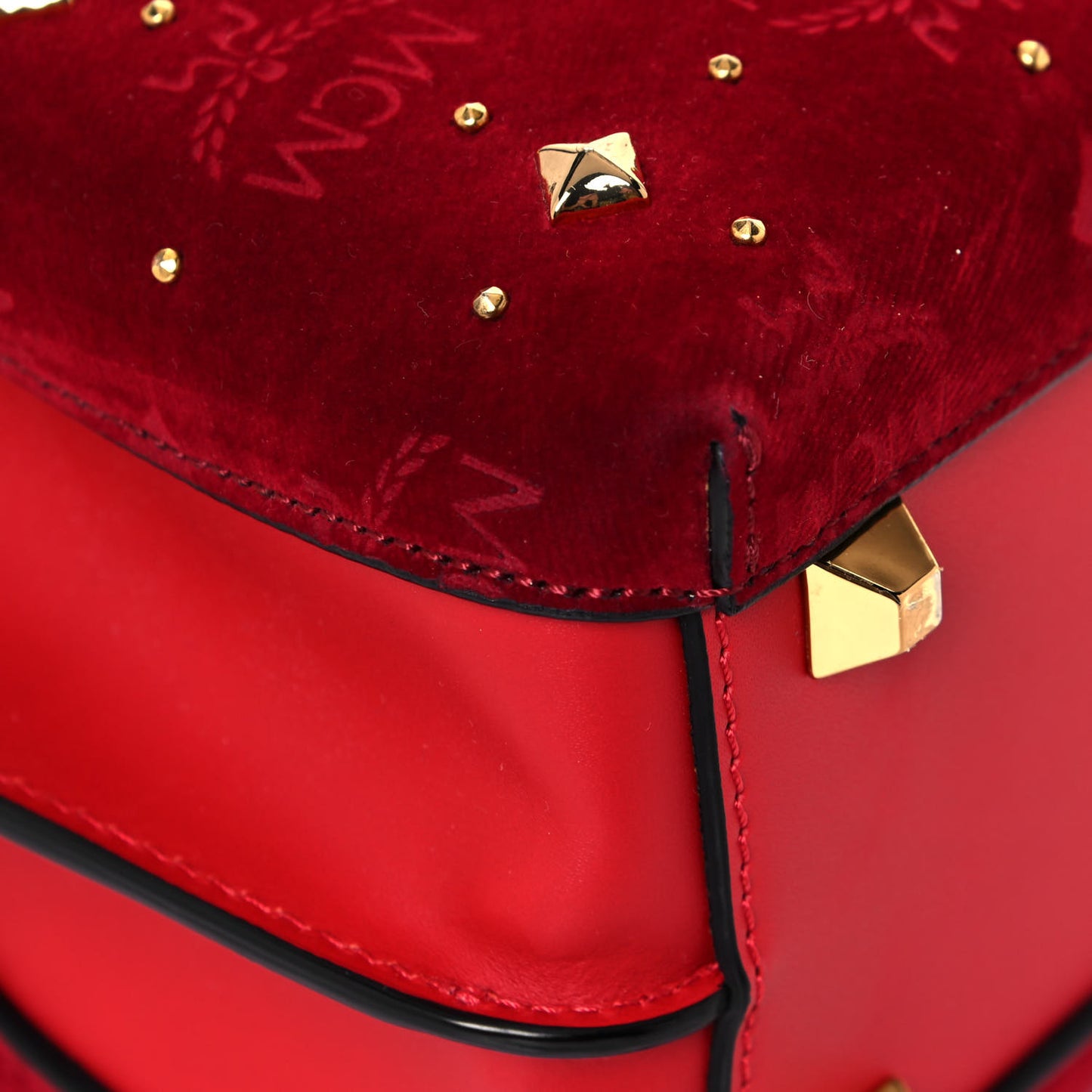 Velvet Studded Mini Insignia Milla Tote Ruby Red