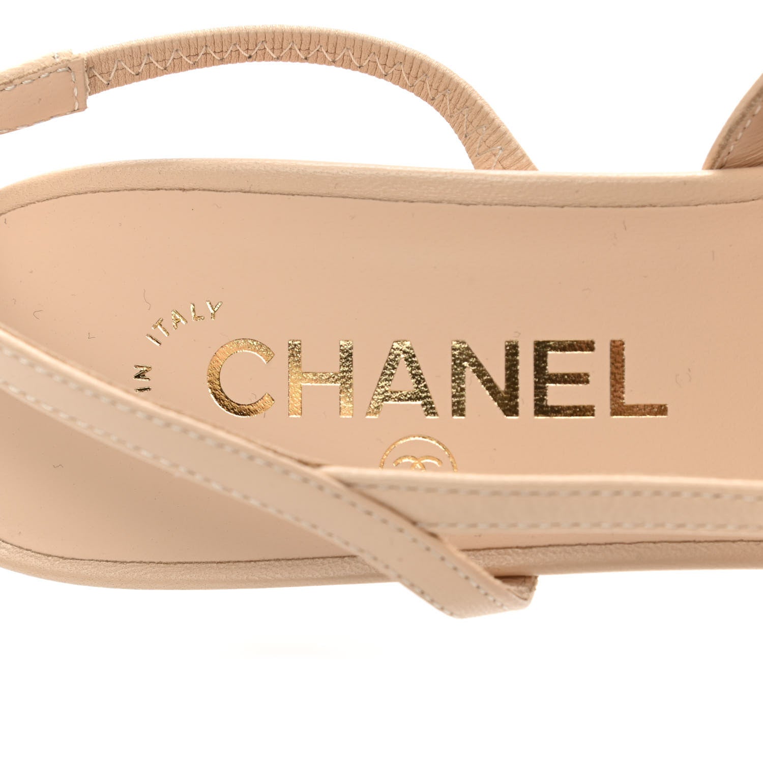 Chanel Lambskin Cap Toe CC Slingback Pump 37.5 Beige Dark Beige 7 of 9