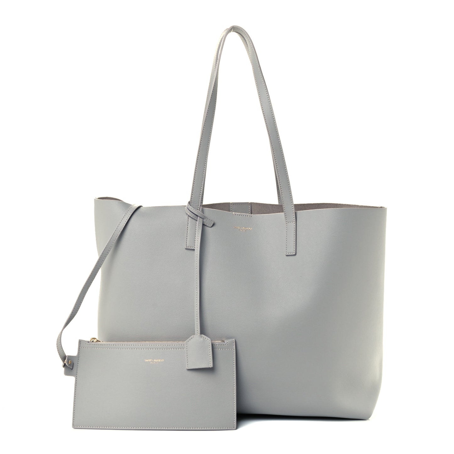 Calfskin Large Shopping Tote Light Gray