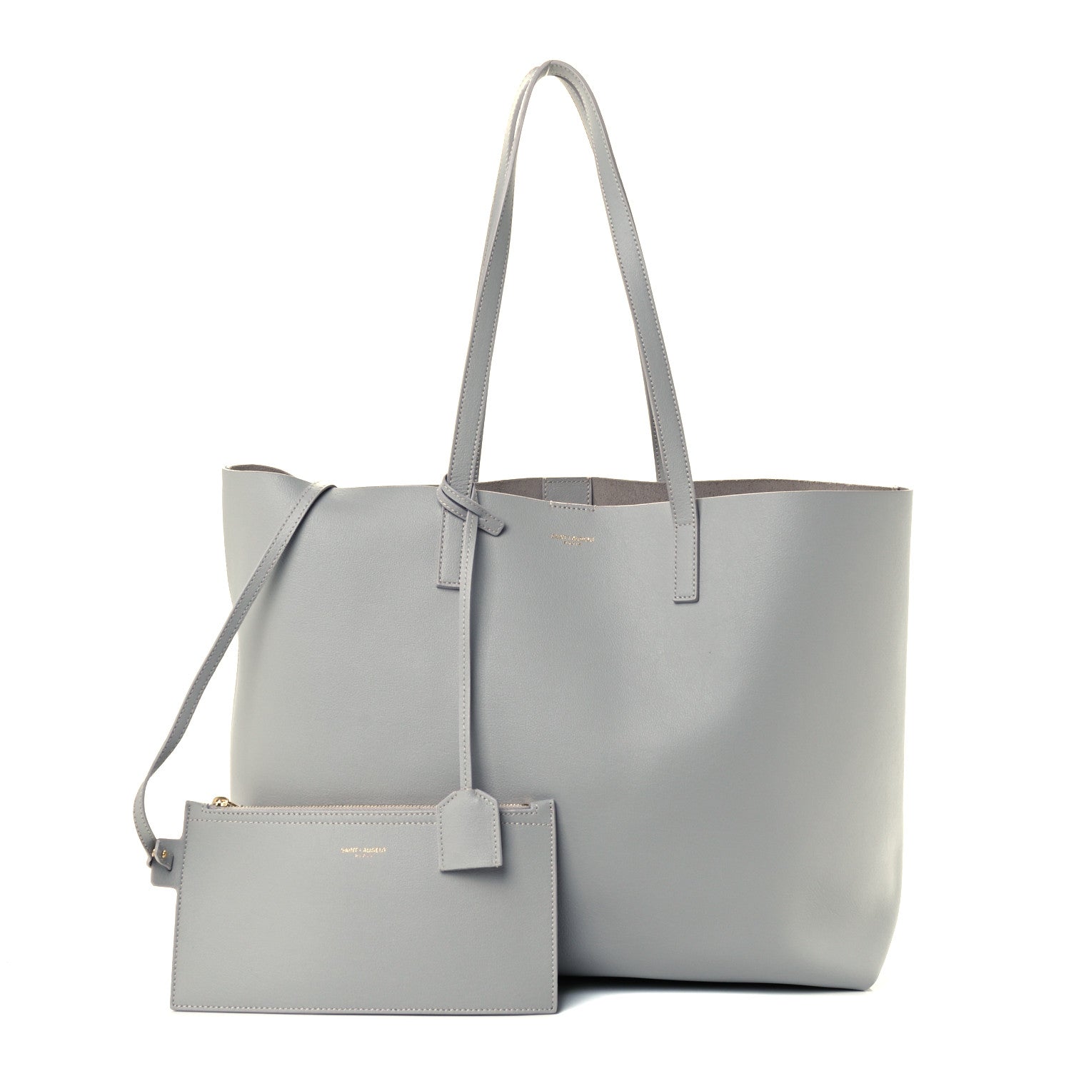 Saint Laurent Calfskin Large Shopping Tote Light Gray 1 of 10