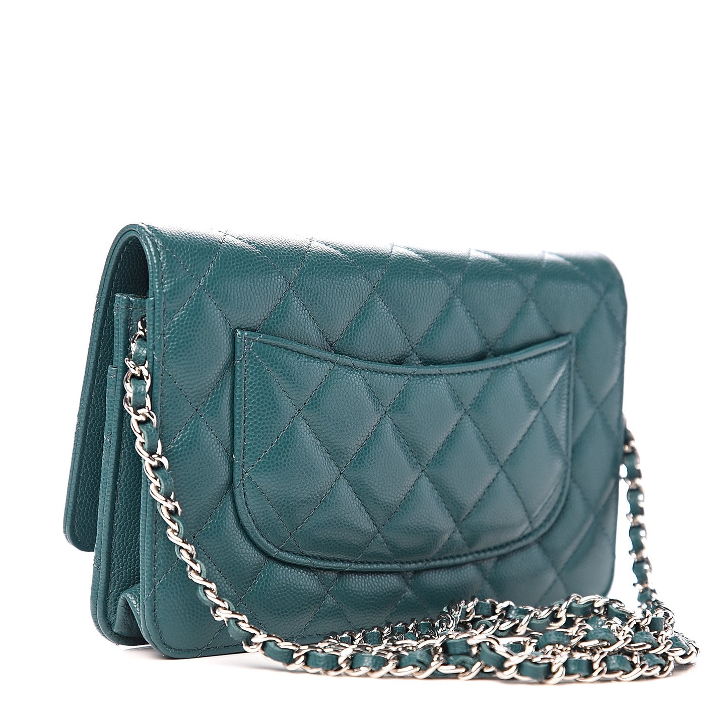 Caviar Quilted Wallet On Chain WOC Dark Turquoise