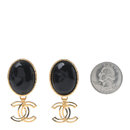 Chanel Resin Metal Obazine CC Drop Earrings Gold Black 2 of 4