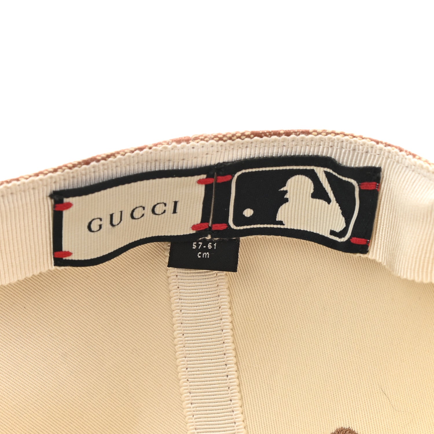 Gucci X MLB Monogram NY Yankees Baseball Hat 57-61 Beige Ruggine 8 of 9