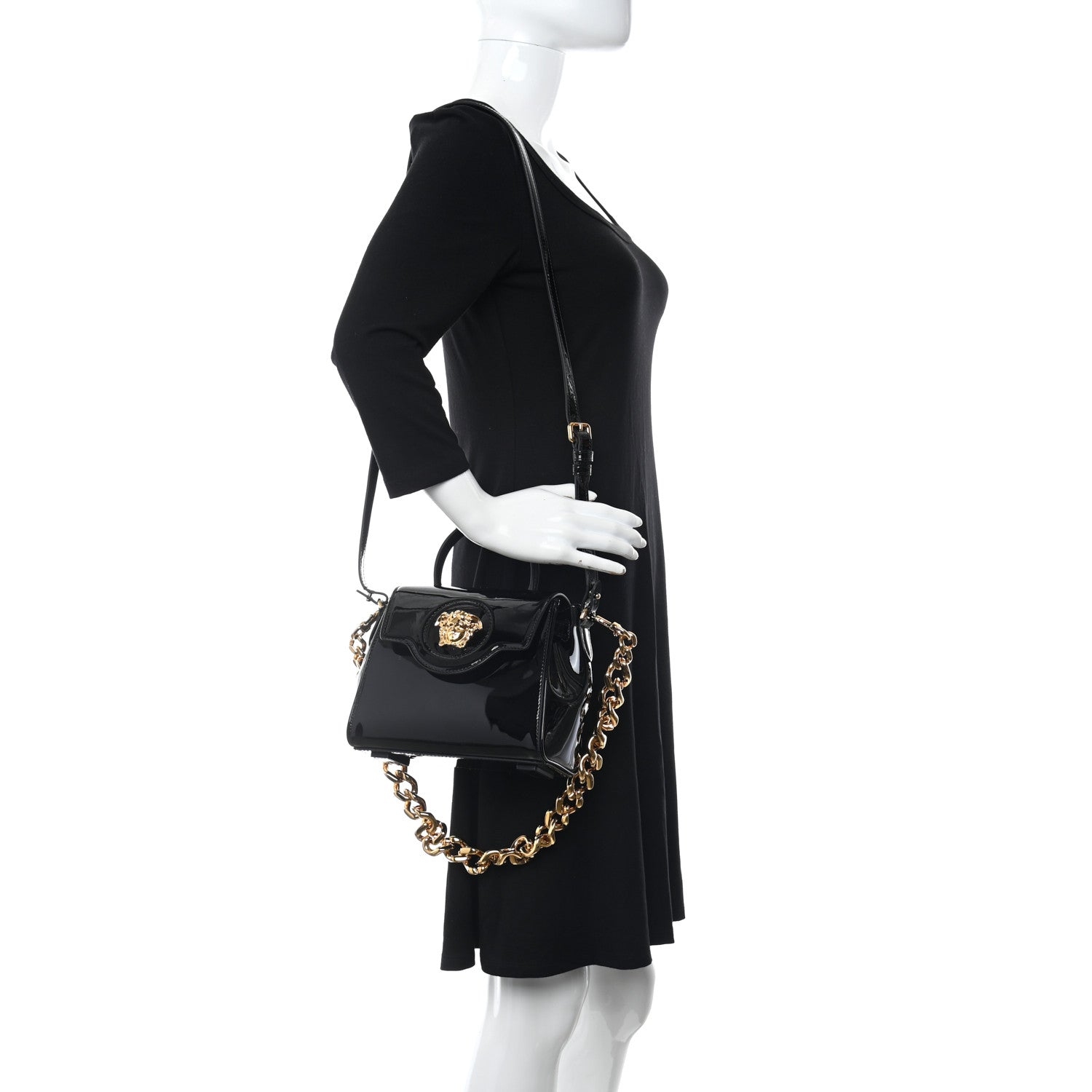 Versace Patent Calfskin Small La Medusa Top Handle Bag Black 2 of 9