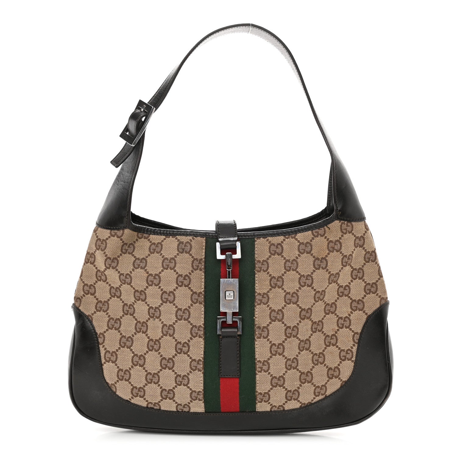 Gucci Monogram Web Jackie O Hobo Dark Brown 1 of 12