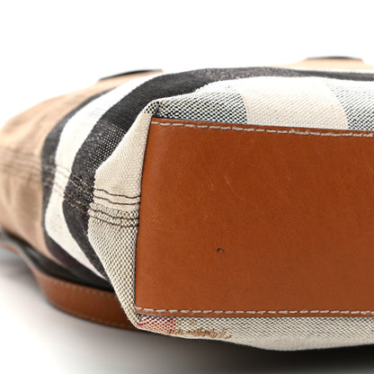 Burberry Canvas Mega Check Medium Tottenham Brit Tote Saddle Brown 10 of 12
