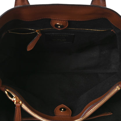 Burberry Grainy Calfskin House Check Large Banner Tote Tan 5 of 9