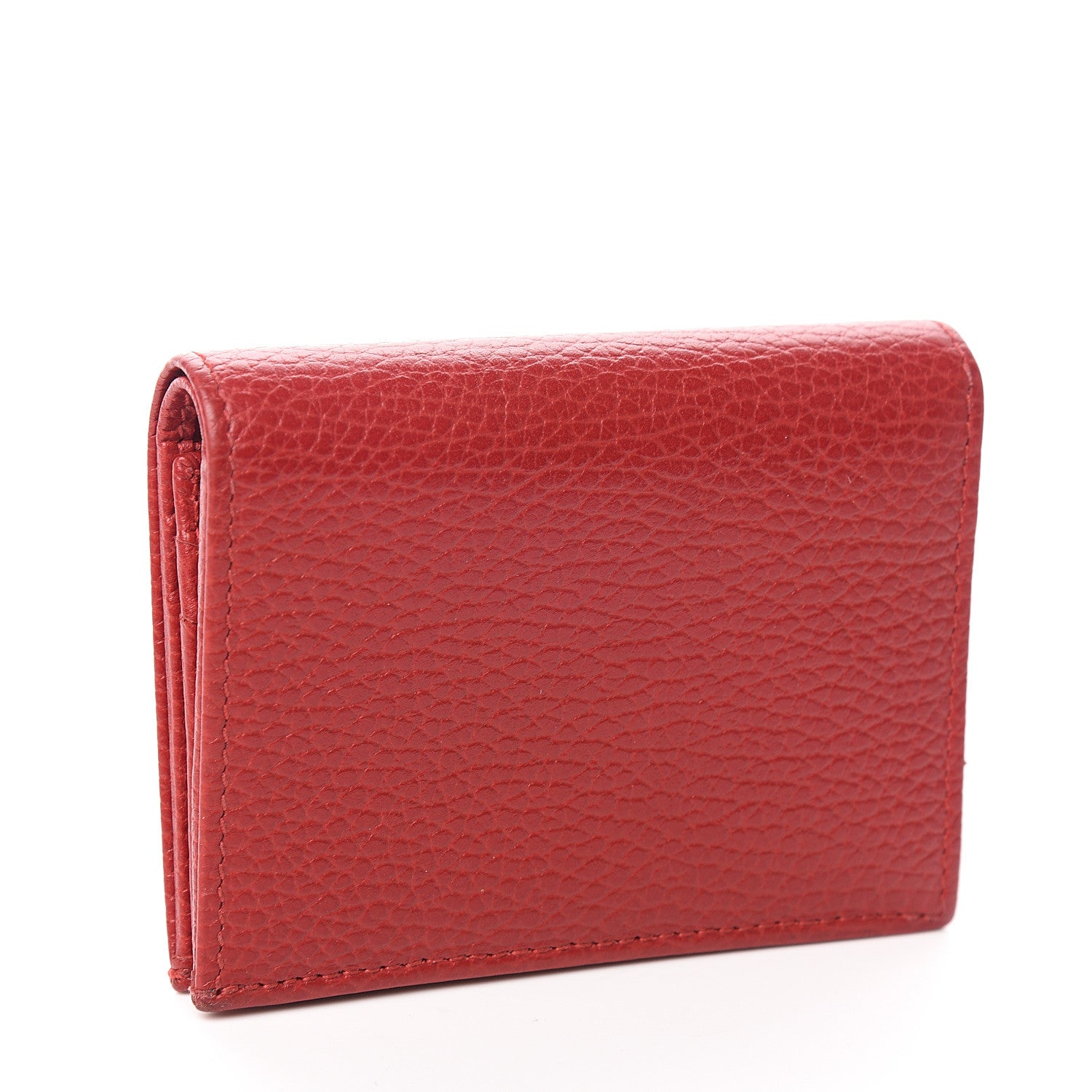 Gucci Pebbled Calfskin GG Marmont Card Case Hibiscus Red 2 of 5