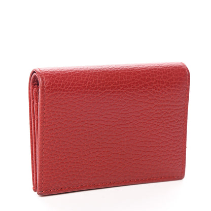 Gucci Pebbled Calfskin GG Marmont Card Case Hibiscus Red 2 of 5