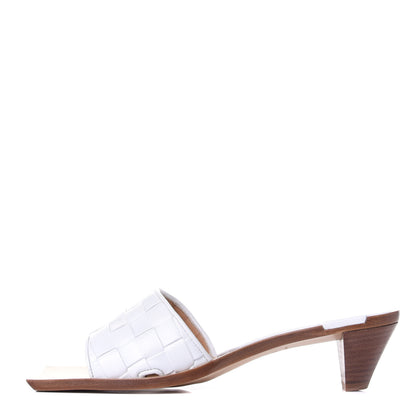 Bottega Veneta Nappa Intrecciato Heeled Sandals 38.5 Optic White 1 of 10