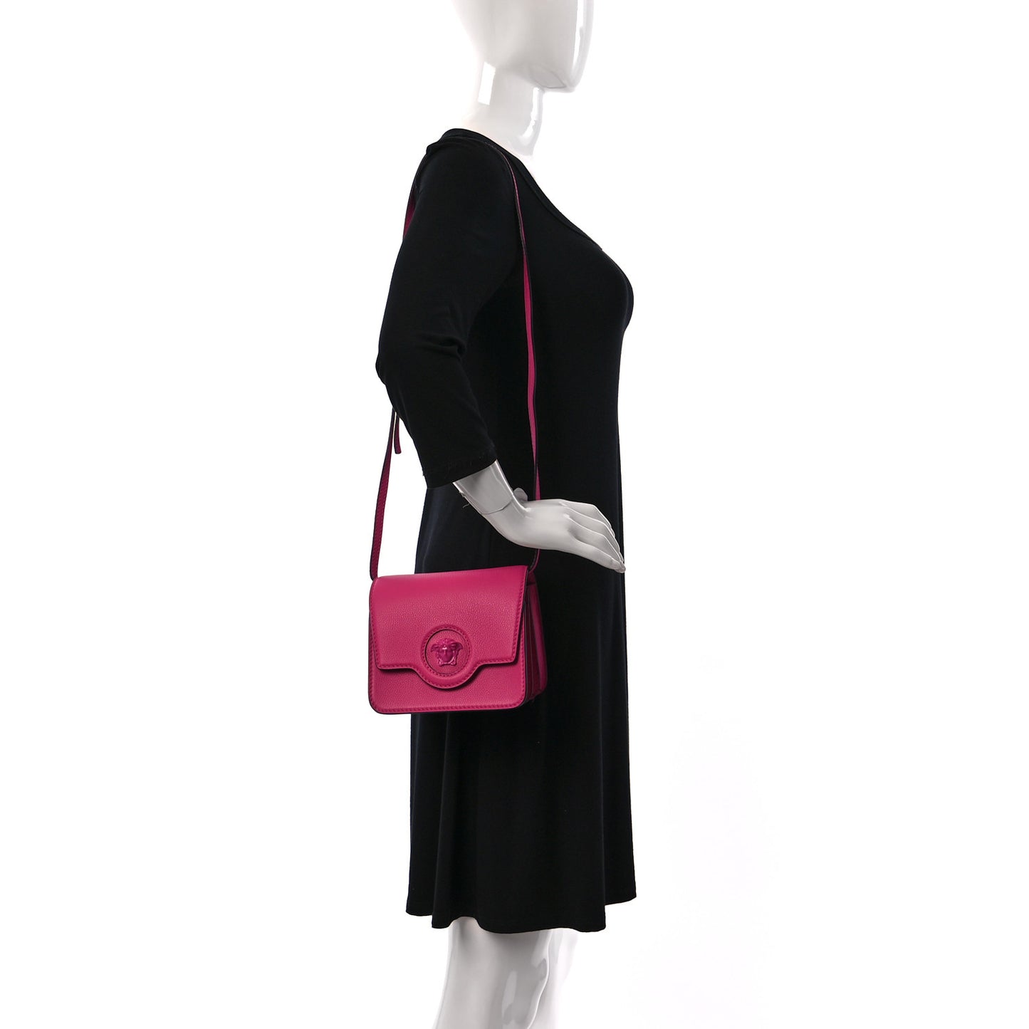 Grained Calfskin La Medusa Shoulder Bag Pink Lilac