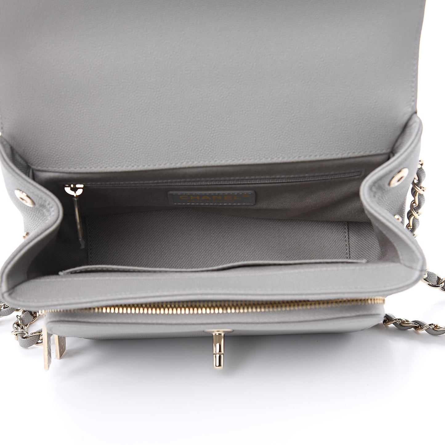 Caviar Quilted Medium Business Affinity Flap Grey