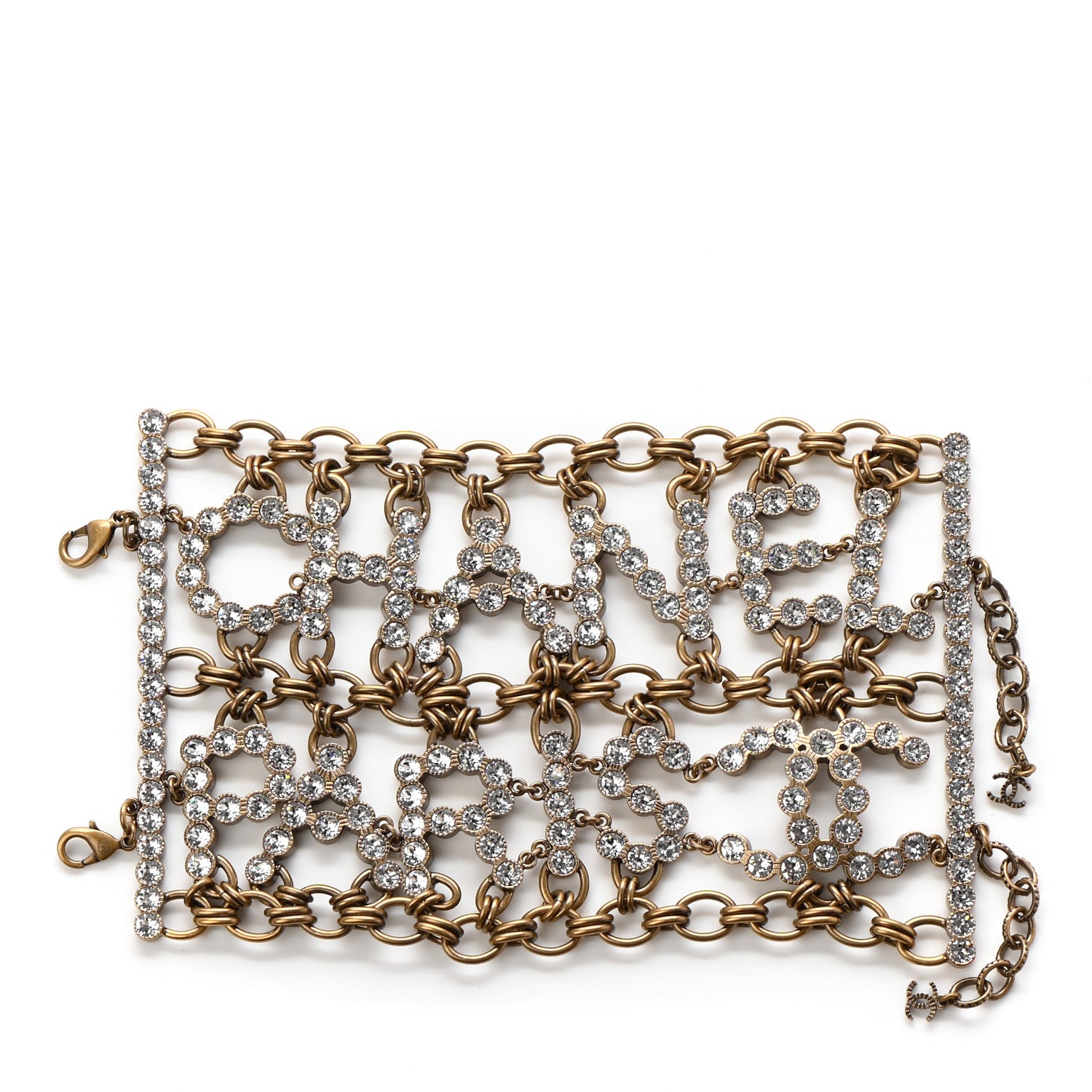 Chanel Crystal City of Lights Letter Chain Bracelet Gold 1 of 5