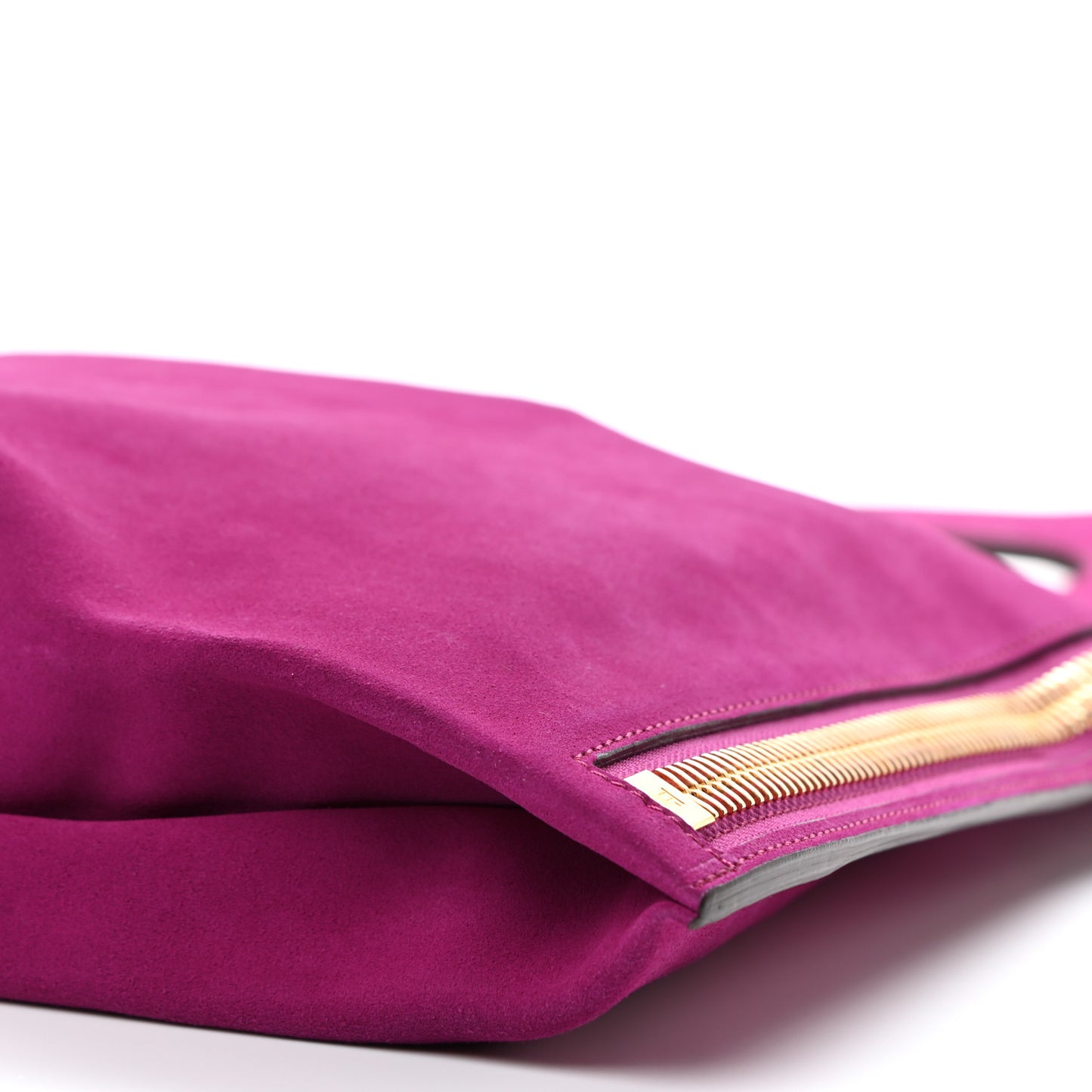 Suede Large Alix Padlock Zip Shoulder Bag Fuchsia