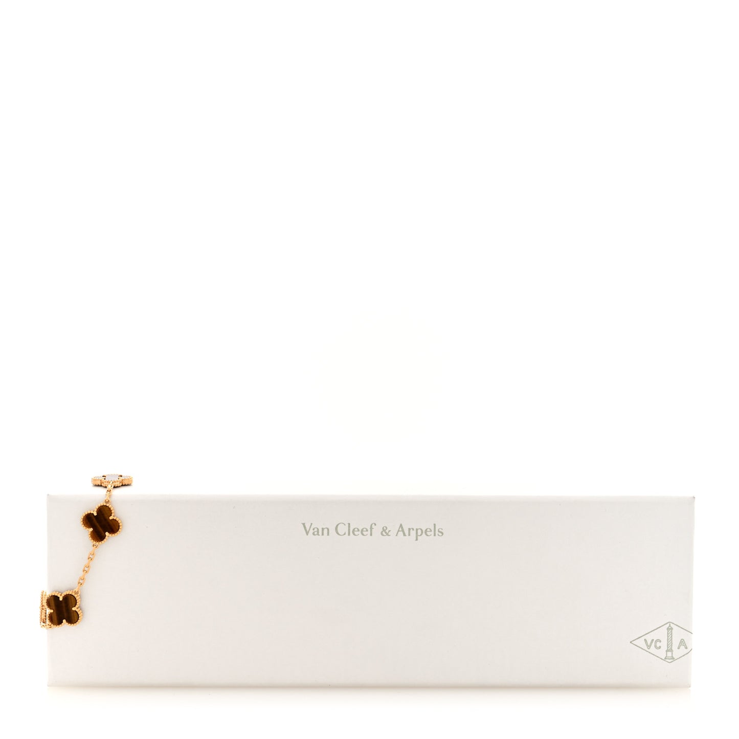 18K Yellow Gold Tiger Eye 5 Motifs Vintage Alhambra Bracelet