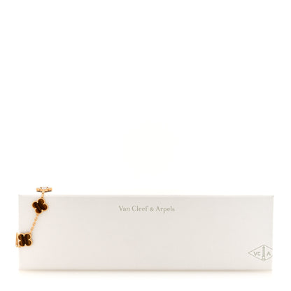 Van Cleef & Arpels 18K Yellow Gold Tiger Eye 5 Motifs Vintage Alhambra Bracelet 4 of 4
