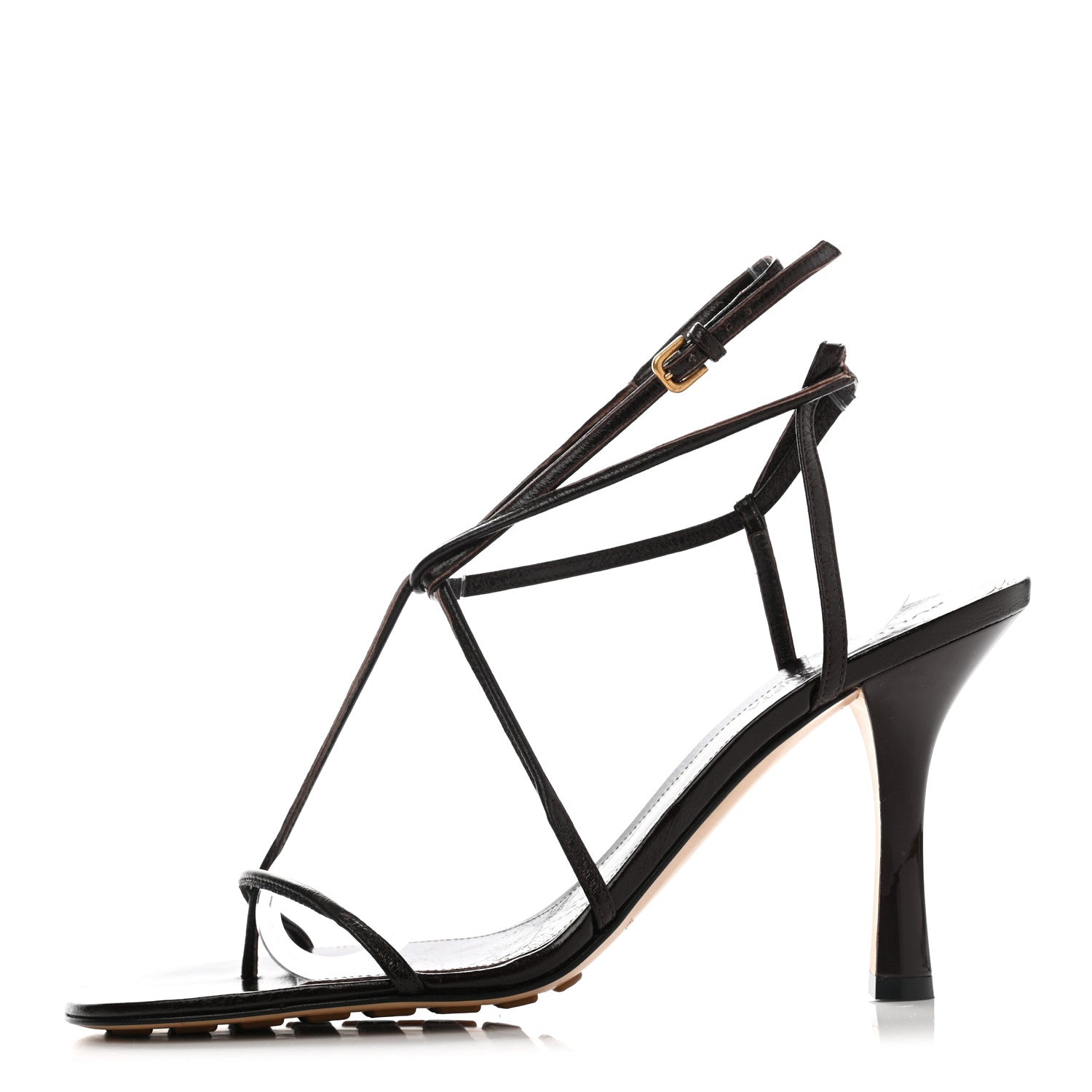 Bottega Veneta Shiny Light Lambskin The Line 90mm Sandals 41 Chocolate Spread 1 of 10