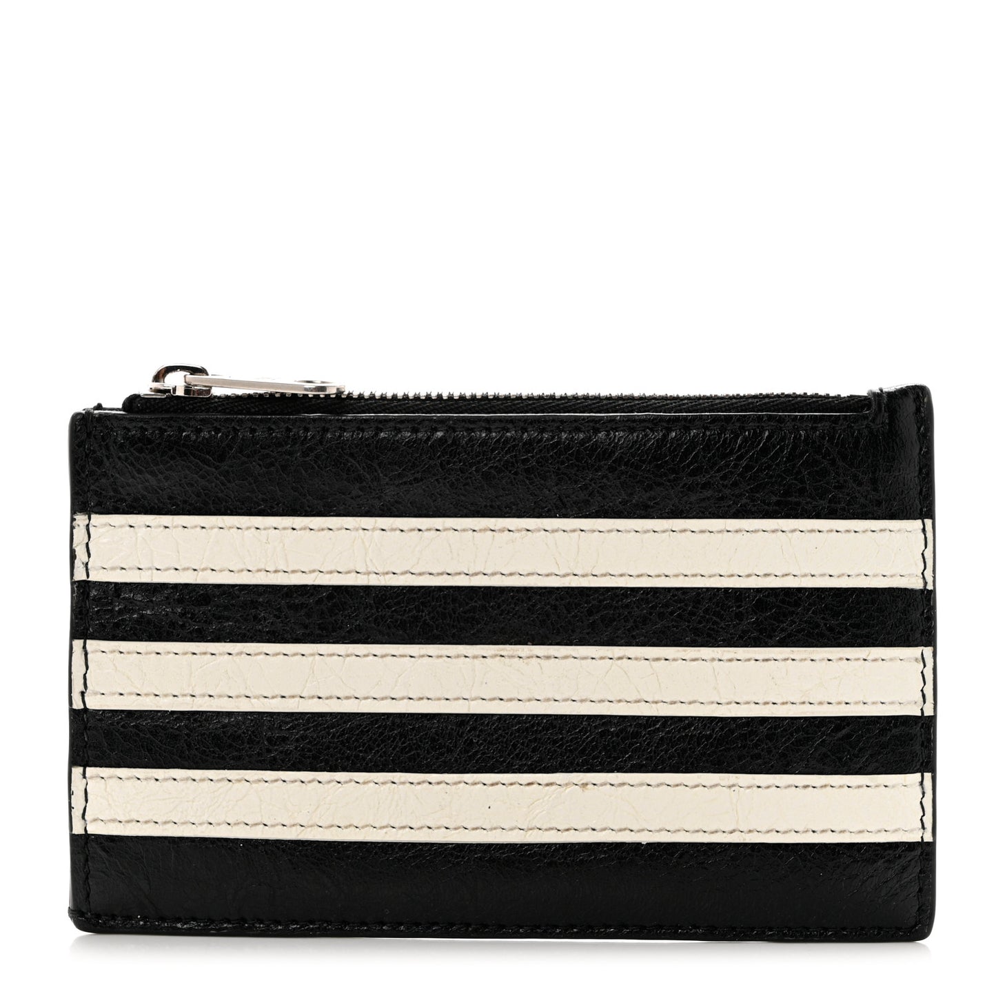 X ADIDAS Agneau Arena Trefoil Logo Coin Case Card Holder Black White