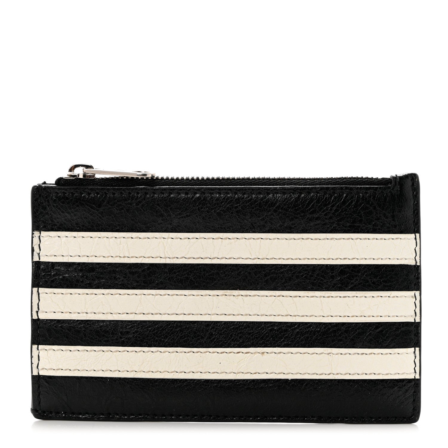 Balenciaga X ADIDAS Agneau Arena Trefoil Logo Coin Case Card Holder Black White 1 of 8