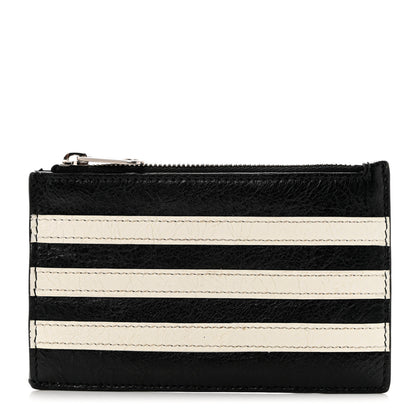 Balenciaga X ADIDAS Agneau Arena Trefoil Logo Coin Case Card Holder Black White 1 of 8