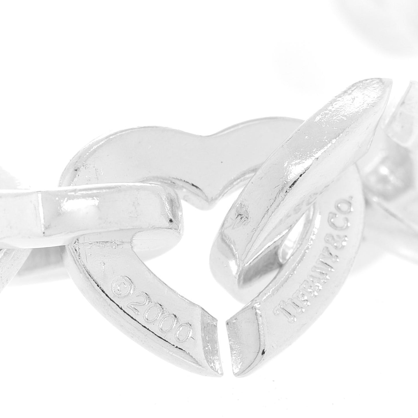 Sterling Silver 18K Yellow Gold Heart Links Bracelet