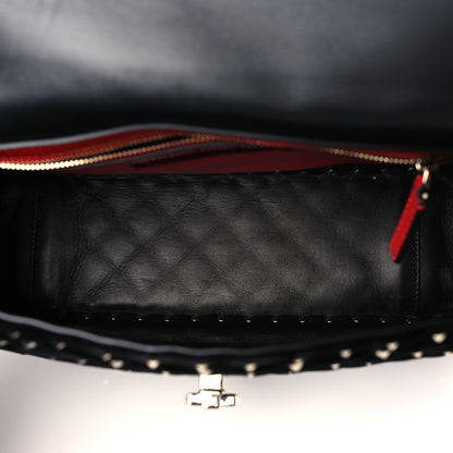 Valentino Garavani Velvet Medium Rockstud Spike Shoulder Bag Black 5 of 8