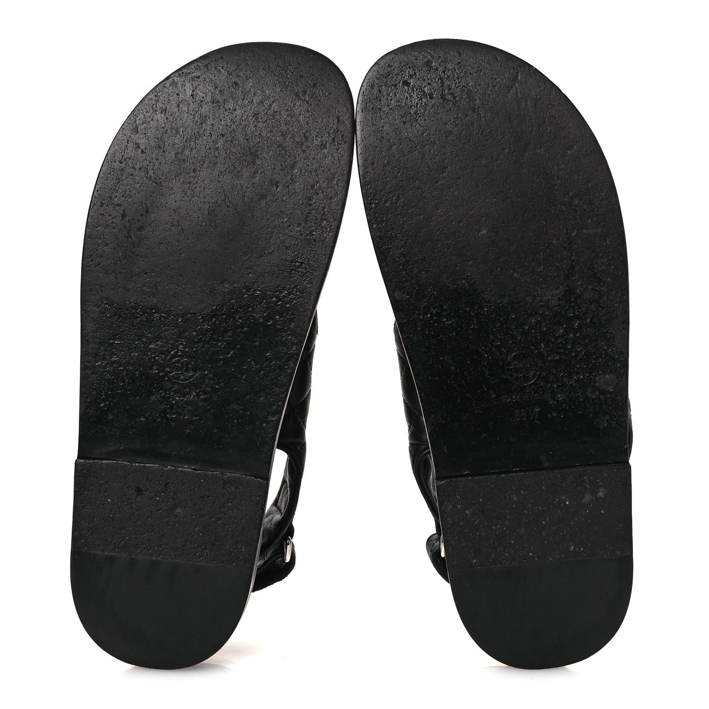 Lambskin Quilted Velcro Dad Sandals 38.5 So Black