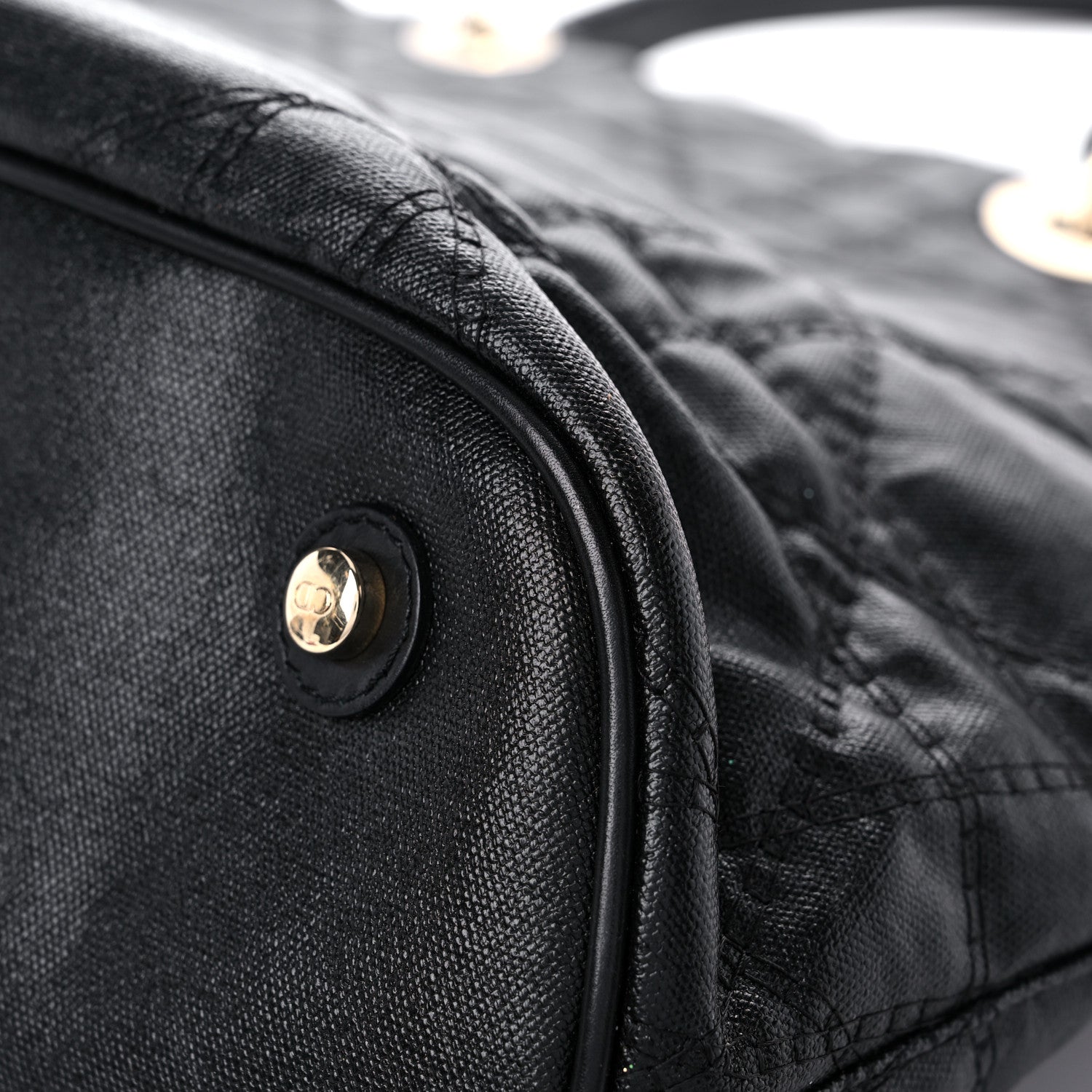 Christian Dior Coated Canvas Cannage Large Dior Soft Shopping Tote Black 11 of 15