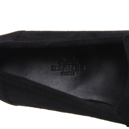Hermes Suede Goatskin Mens Paris Loafers 40 Black 7 of 10