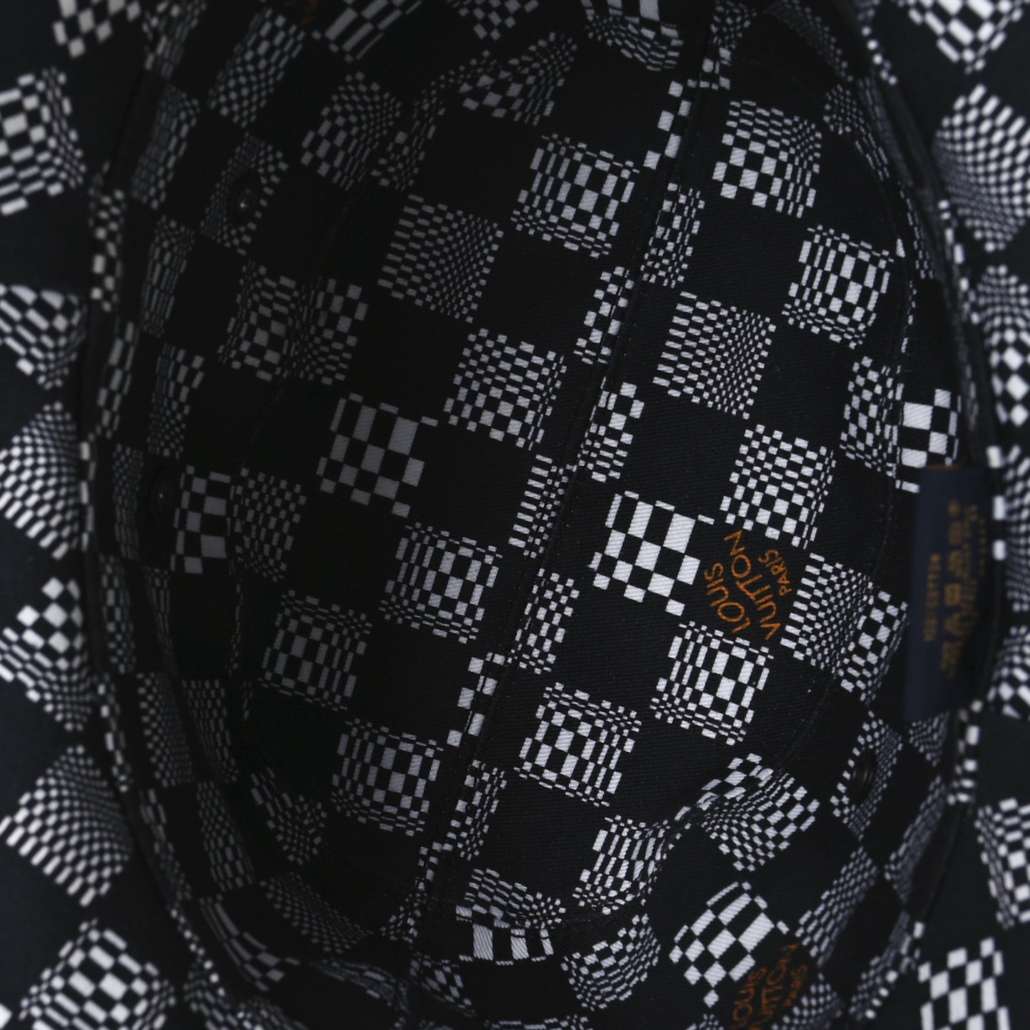Cotton Damier Distorted Reversible Bucket Hat Black