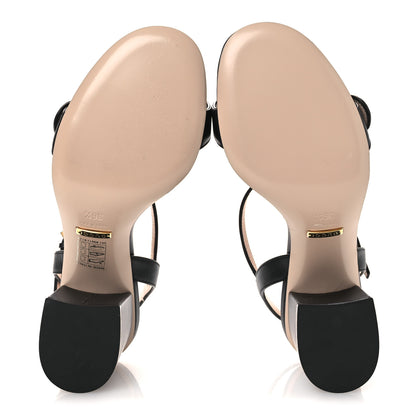 Gucci Lifford Calfskin GG Marmont Ankle Wrap 75mm Sandals 36.5 Black 7 of 10