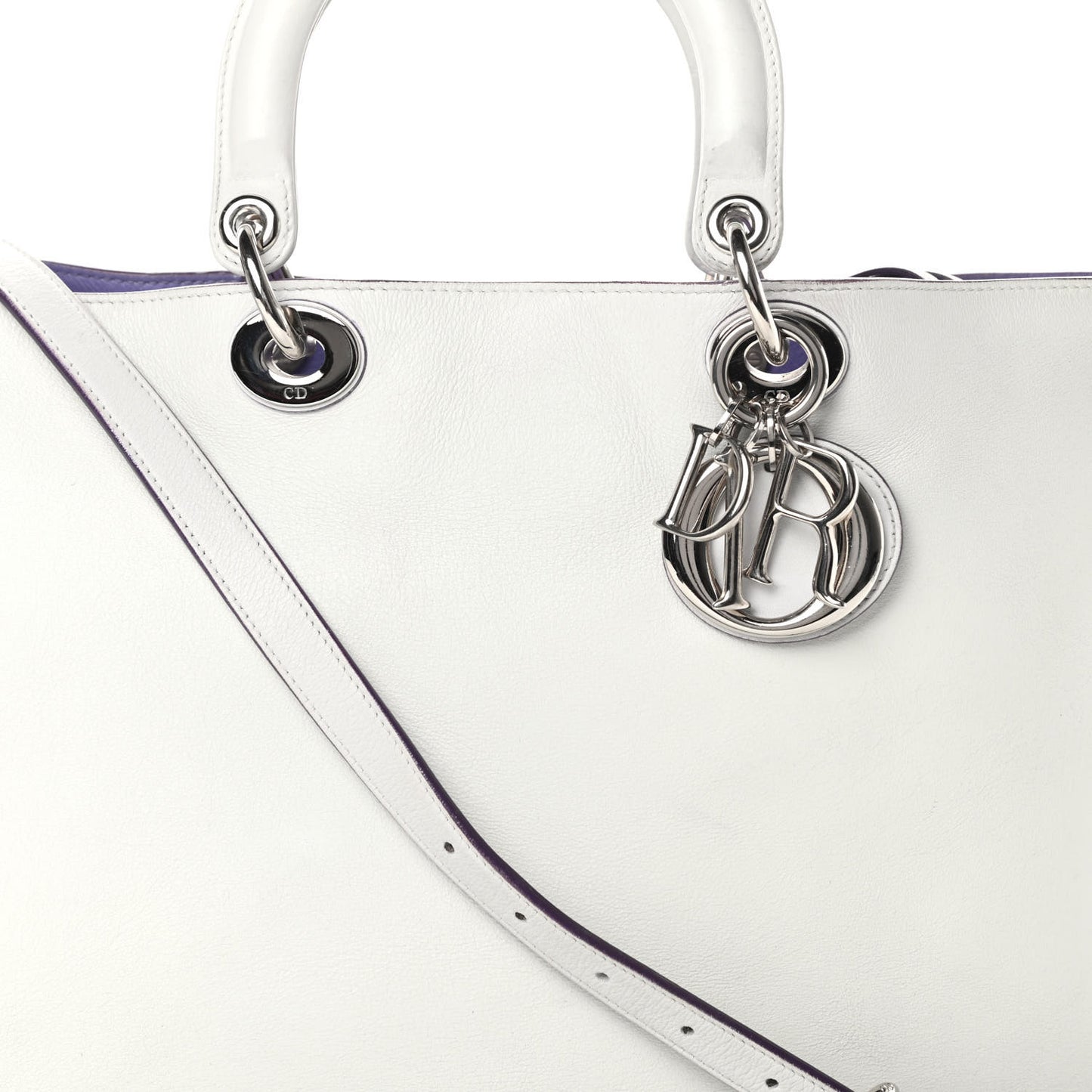 Smooth Calfskin Large Diorissimo Tote White