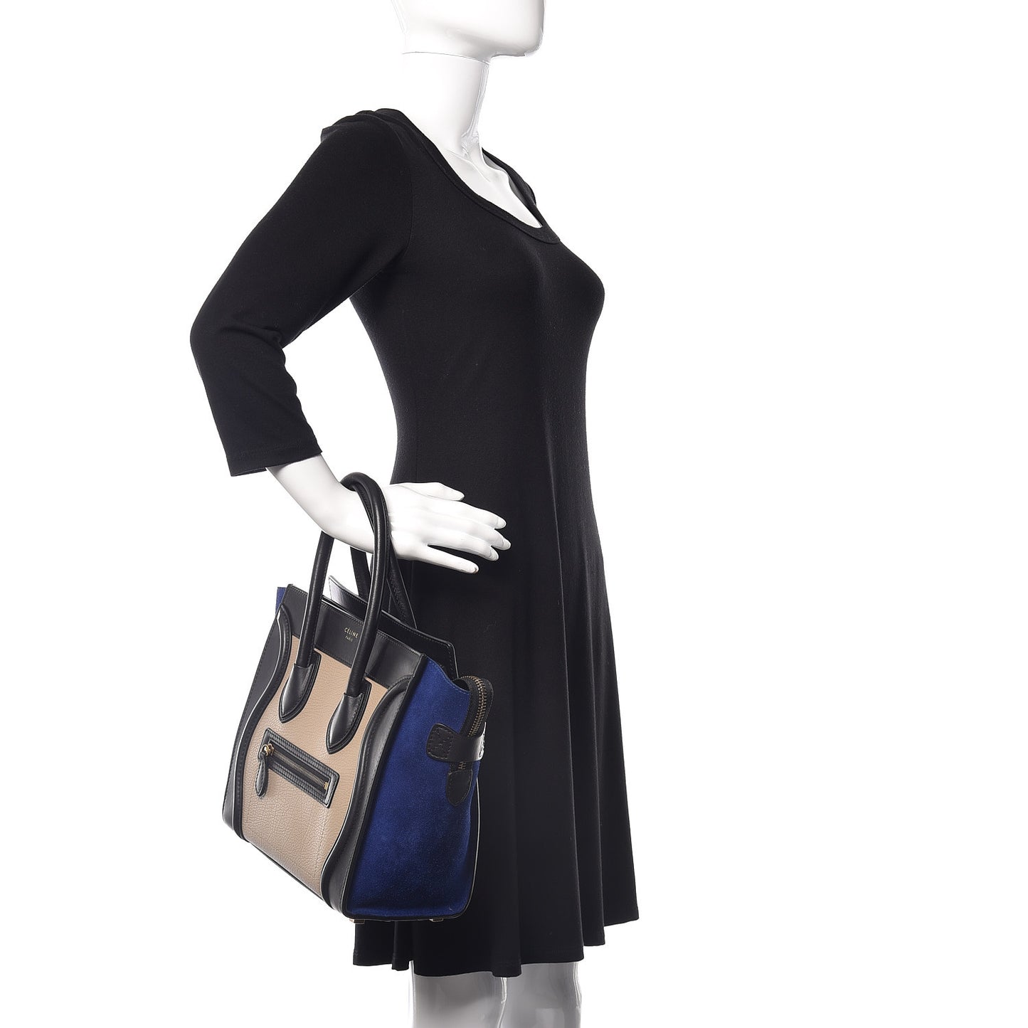 Elephant Calfskin Suede Micro Tri-Color Luggage Sand