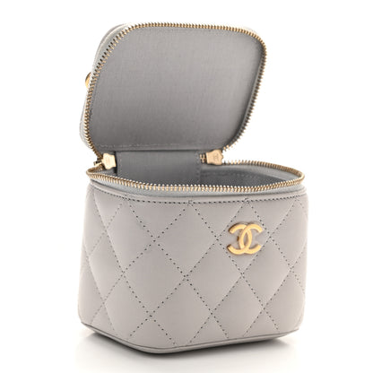 Chanel Lambskin Quilted Top Handle Mini Vanity Case With Chain Grey 5 of 12