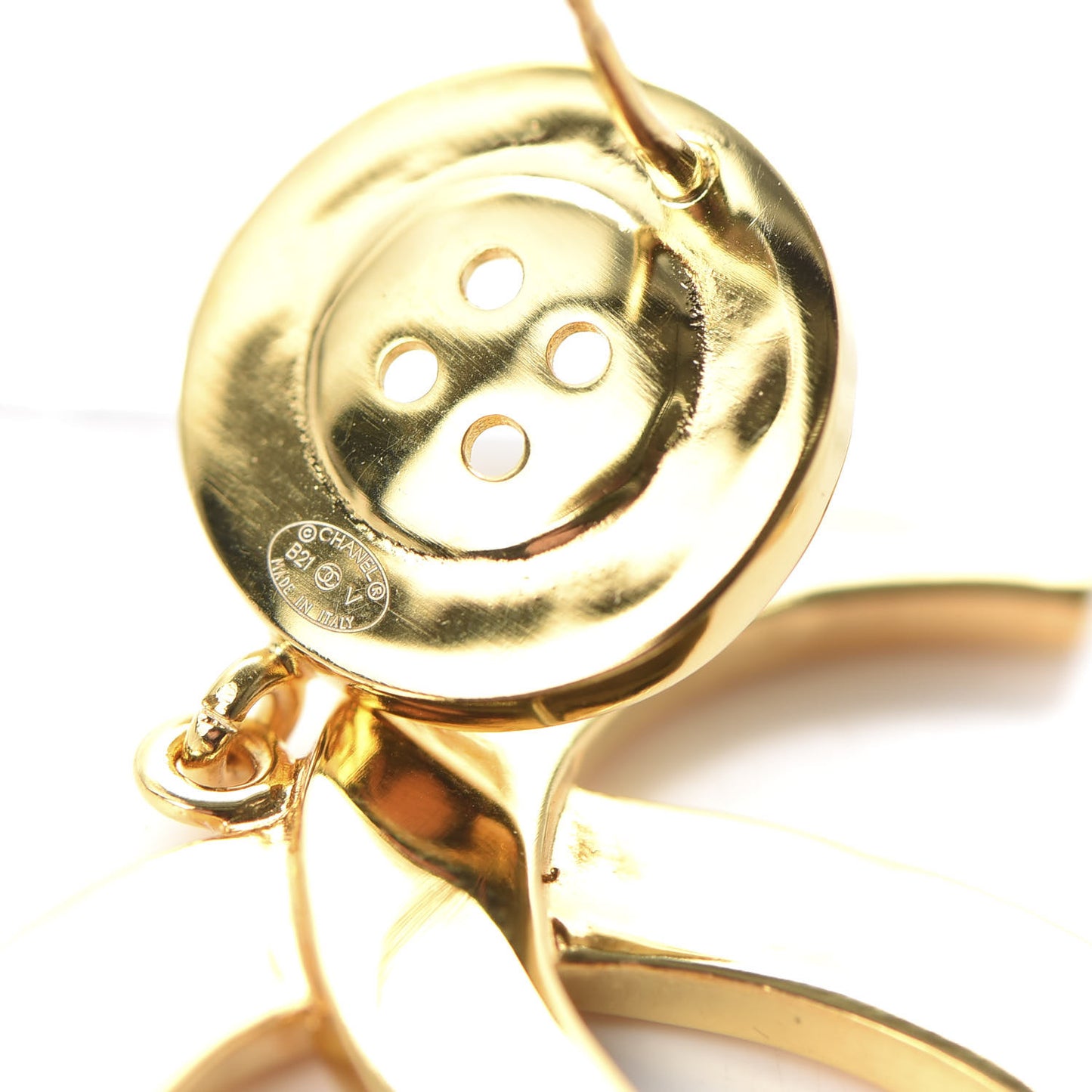 Metal Large Paris Button Earrings Gold