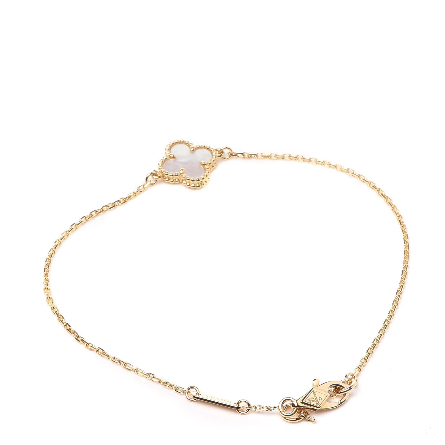 Van Cleef & Arpels 18K Yellow Gold Mother of Pearl Sweet Alhambra Bracelet 3 of 6