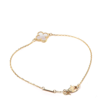 Van Cleef & Arpels 18K Yellow Gold Mother of Pearl Sweet Alhambra Bracelet 3 of 6