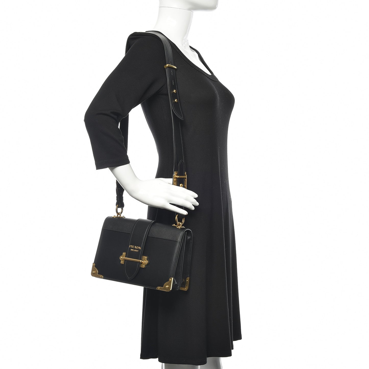 City Calf Saffiano Large Cahier Bag Black