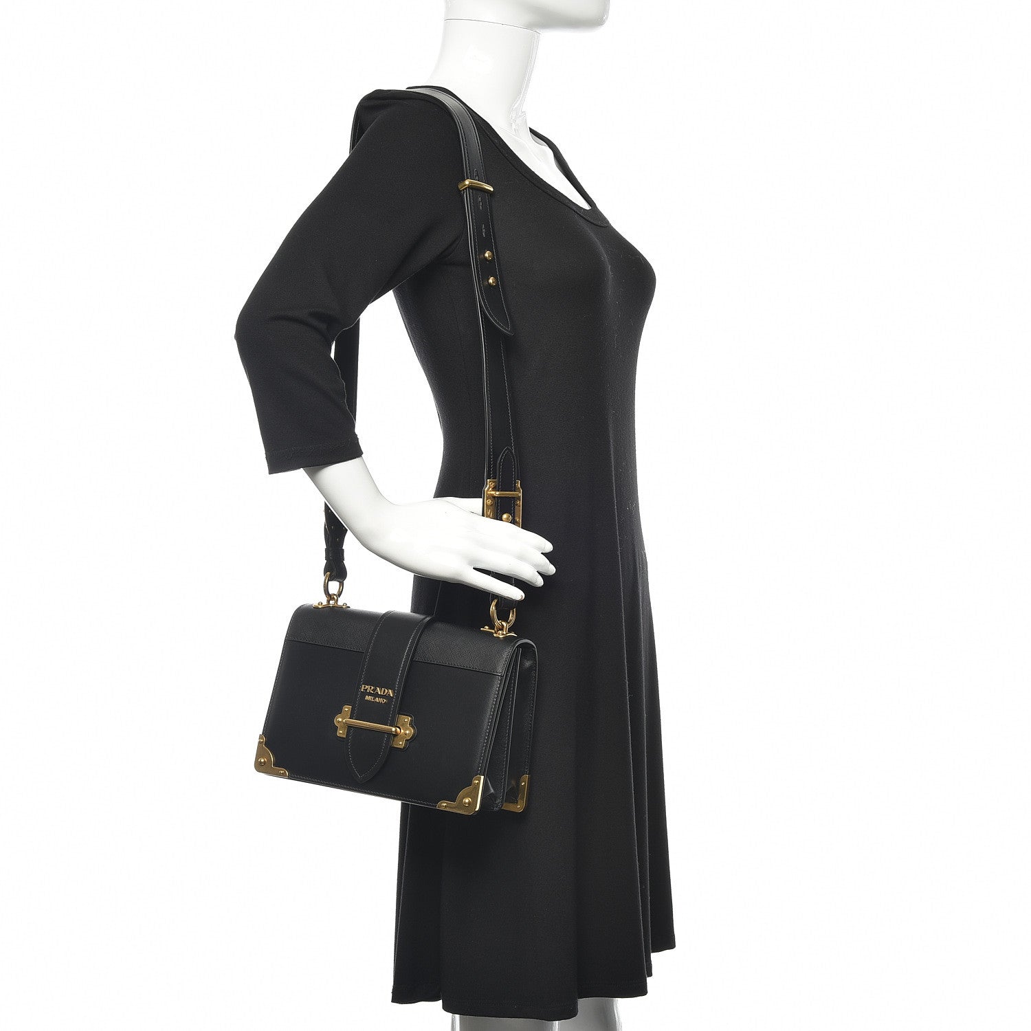 Prada City Calf Saffiano Large Cahier Bag Black 2 of 10