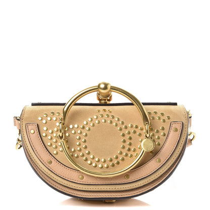 Chloe Suede Calfskin Constellation Studded Small Nile Bracelet Minaudiere Bag Blush Nude 1 of 9