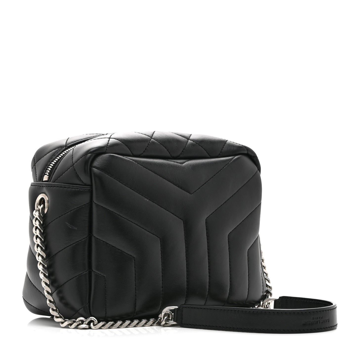 Calfskin Y Quilted Monogram Small Loulou Bowling Bag Black