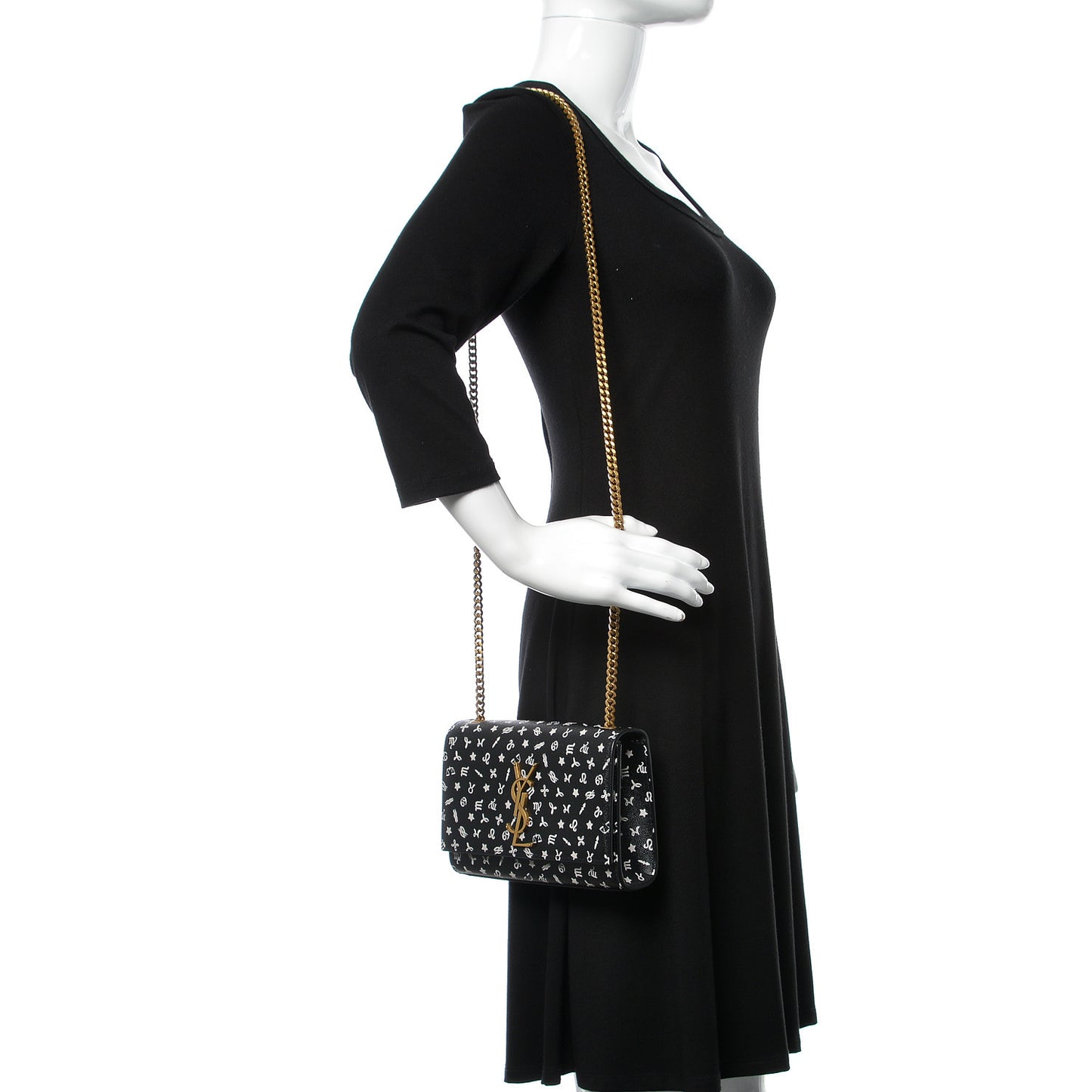 Grain De Poudre Zodiac Print Small Monogram Kate Satchel Black
