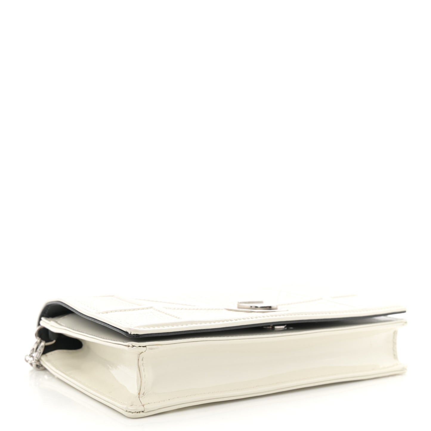 Patent Micro-Cannage Diorama Wallet on Chain Pouch White
